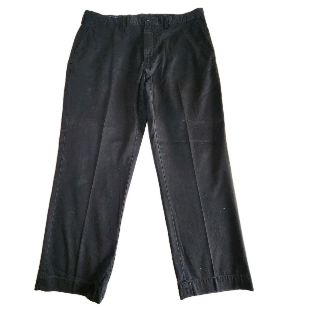 POLO RALPH LAUREN Chino Pants Mens 40x30 Black Cotton Green Pony Preston VTG Y2K